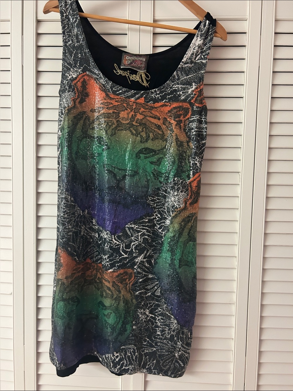 Ed Hardy Black Multicolor Tiger Graphic Tank Dress